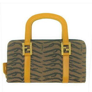 Fendi Round Zip Handbag Handle Wallet Compartment Brown